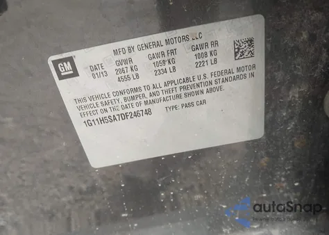 2013 Chevrolet Malibu 1Lz from USA, damaged, VIN 1G11H5SA7DF246748